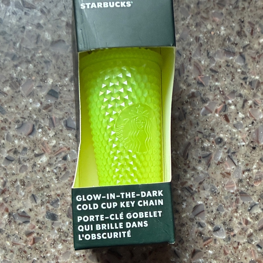 Starbucks Neon Green Cold Cup Key Chain glow in the dark new